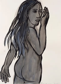 Eileen Cooper, Freya, 2014, ink and wash, 76 x 56 cm