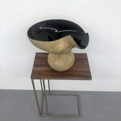 Marisol Jacquemot Derode, Twirl, earthenware vessel with deep brown interior glaze, 33 x 35 cm