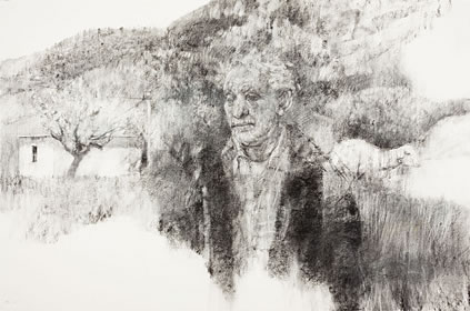 Bridget Macdonald, The Arcadian Shepherd, graphite and charcoal on paper, 81 x 122 cm