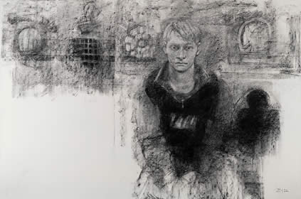 Bridget Macdonald, Emblems for a Lost Prince, 2022, charcoal on paper, 81 x 122 cm