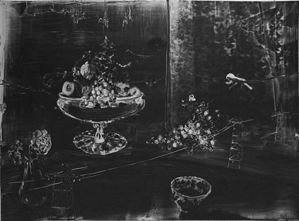 Christopher Cook, Reaper and Bowl of Ink, 2016, graphite and oil on paper, 70 x 100 cm