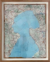 Jack Milroy, Renaissance Motorway (After Pollaiuolo), 1998, torn and reconstructed map pages, 80 x 50 cm