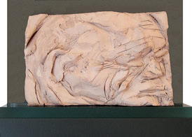 Joni Brenner, Elder, 2005, clay on glass & enamel plinth, 24.5 x 33.5 x 11 cm