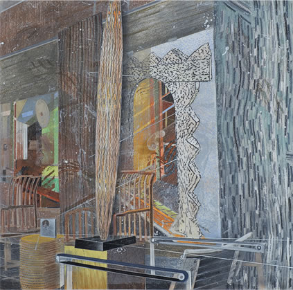 Karel Nel, A Moment Apart, 2013, pastel, metallic dust and dry pigment on fibre-fabric, 181 x 181 cm