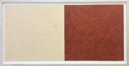 Karel Nel, Potent Fields, 2002, red and white Ochre collected from the Transkei, 122 x 242 cm