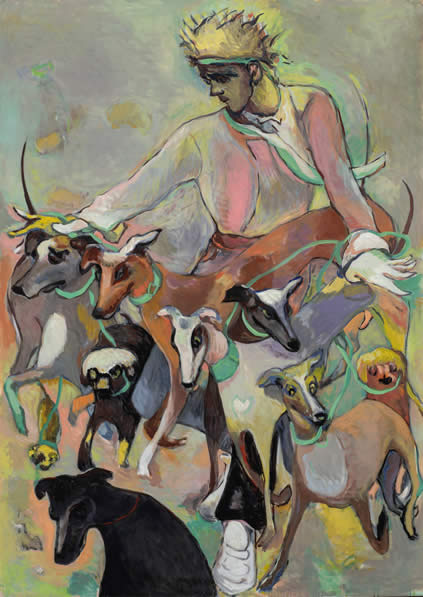 Kate McCrickard, Hounds of Love, 2023, oil on linen, 120 x 90 cm