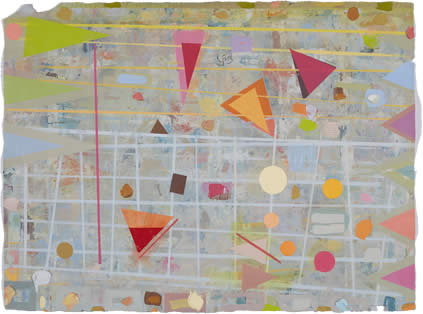 Kevin Laycock, Invention 1 – after Gawthorpe quilt collection, 2023, oil on paper, 56 x 77 cm