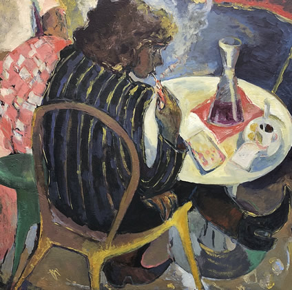 Kate McCrickard, Café Scene I, 2019, oil on canvas, 84 x 84 cm