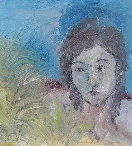 Partou Zia, Self Portrait on Tresco, 2006, oil on canvas, 60 x 60 cm