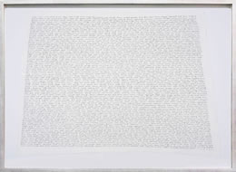 Simon Lewty, List: Rhyme-Rivulet, 2015, pencil on gesso on tissue paper, 33 x 39 cm