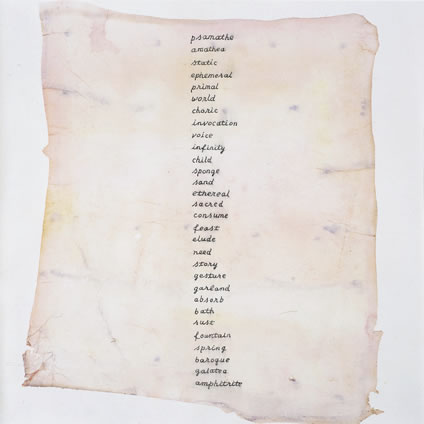 Simon Lewty, List: Psamathe - Amphitrite, 2019, ink on tissue paper, 35.5 x 35.5 cm