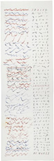 Simon Lewty, Spring, Insistence of Waves 2013, ink and acrylic on paper, 84.5 x 28 cm