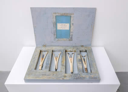 Will Maclean, Lures and Leisters, 2000, found objects, mixed media construction in a box, 60 x 45 x 5 cm